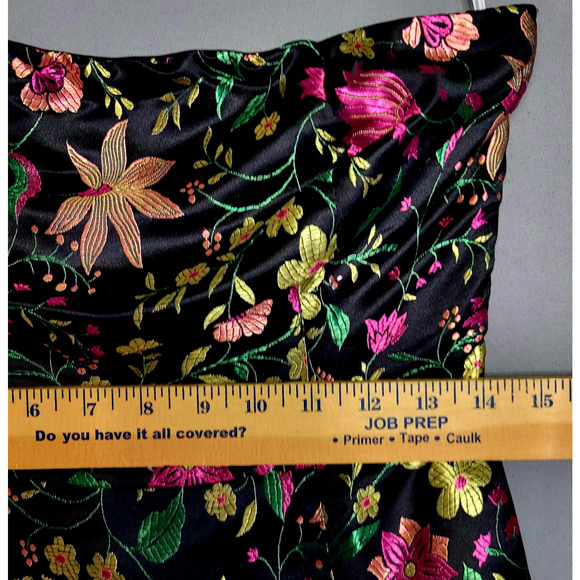 Lulus Dress Womens M Black Embroidered Floral Brocade Strapless Midi Formal New - Picture 10 of 16